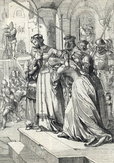 La ejecución de Lady Jane Grey (Juana Grey) (1537-1554) Jane Grey fue ejecutada en 1554 en la Torre de Londres (Ejecución de Lady Jane Grey) Dibujo a pluma de "Historische Memorabilian des In-und Auslandes" de Anton Ziegler de Peter Johann Nepomuck Geiger