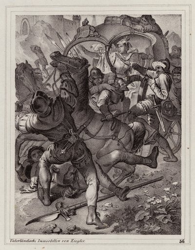 Ataque al séquito de la emperatriz Eleonore de Peter Johann Nepomuk Geiger