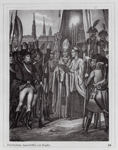 Soldados austriacos partiendo para luchar contra los franceses, Viena de Peter Johann Nepomuk Geiger