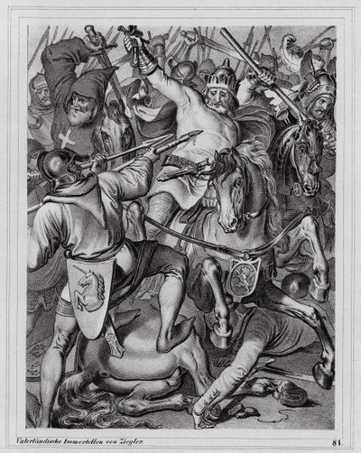 Muerte de Juan el Ciego, rey de Bohemia, en la batalla de Crecy de Peter Johann Nepomuk Geiger