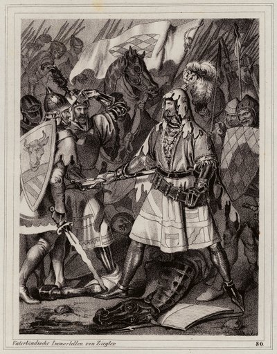Juan el Ciego, rey de Bohemia (grabado) de Peter Johann Nepomuk Geiger
