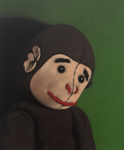Retrato de mono sobre verde de Peter Jones