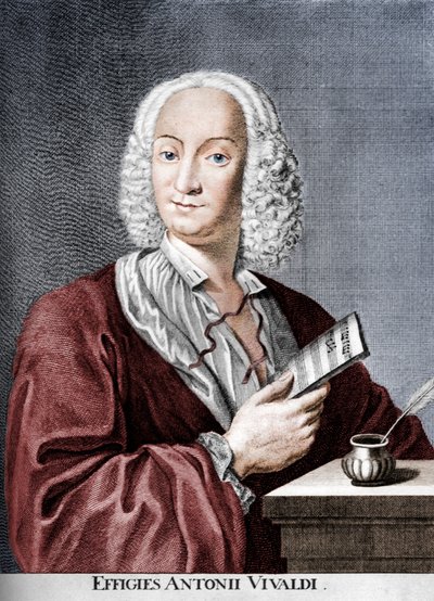 Antonio Vivaldi, compositor barroco italiano, sacerdote católico y violinista virtuoso, 1725 de Peter La Cave