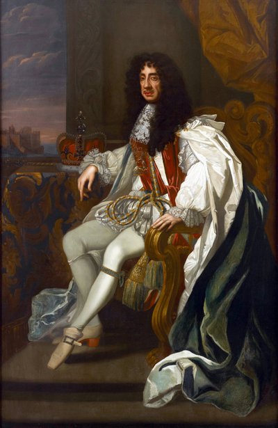 Barroco: Retrato de Carlos II de Inglaterra (1630-1685), con las vestiduras de la Orden de la Jarretera de Peter Lely