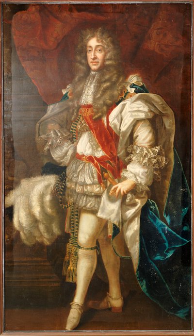 Retrato del Rey Jacobo II, de cuerpo entero, con ropas de la Orden de la Jarretera de Peter Lely