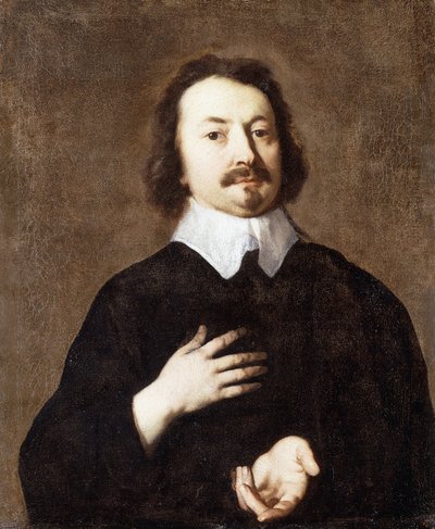 Retrato de un caballero, medio cuerpo, en negro con un cuello blanco de Peter Lely