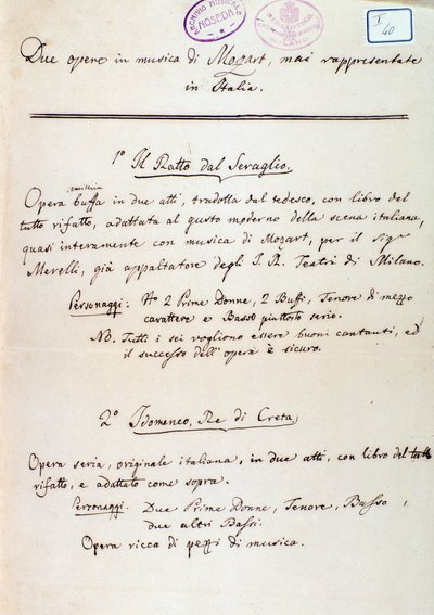 Prefacio al libreto de la adaptación de Lichtenthal de 