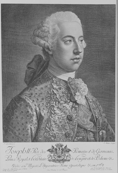 José II, Emperador del Sacro Imperio Romano, grabado por Anton Tischler de Peter Lion