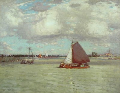 Un río holandés, c.1904 (óleo sobre lienzo) de Peter Moffat Lindner