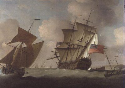 Un Tercera Clase uniéndose a su Escuadrón frente al Castillo de Elizabeth, Jersey de Peter Monamy