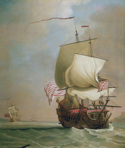 Un barco comercial de la Compañía Británica de las Indias Orientales. Óleo sobre lienzo, hacia 1720, de Peter Monamy (1681-1749). de Peter Monamy