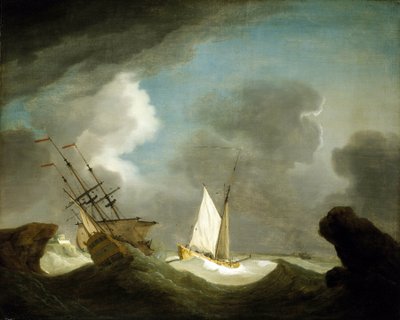 Un barco de la East India Trading Company y un yate real británico de Peter Monamy