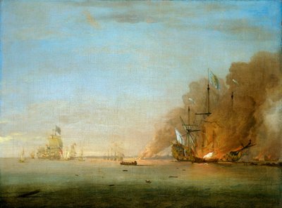 Destrucción del "Soleil Royal" en la batalla de La Hogue, 23 de mayo de 1692 de Peter Monamy