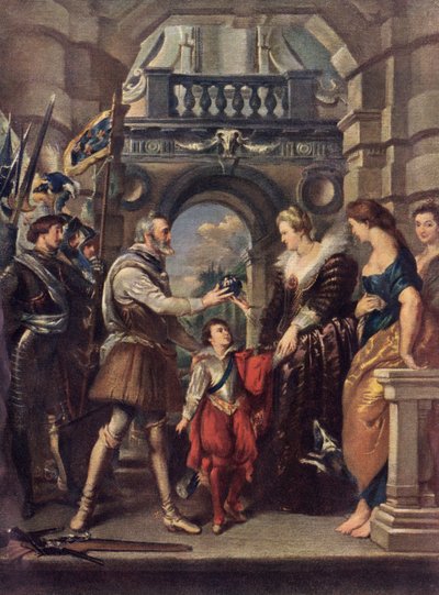 El rey Enrique IV de Francia con María de Médicis en el siglo XVI (litografía) de Peter Paul (after) Rubens