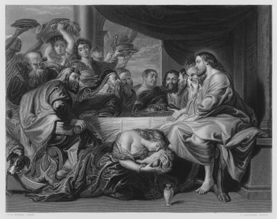María ungiendo los pies de Cristo, de la imagen en la Colección Real de Peter Paul (after) Rubens