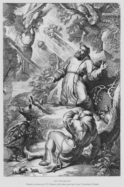 San Francisco recibiendo los estigmas de Peter Paul (after) Rubens