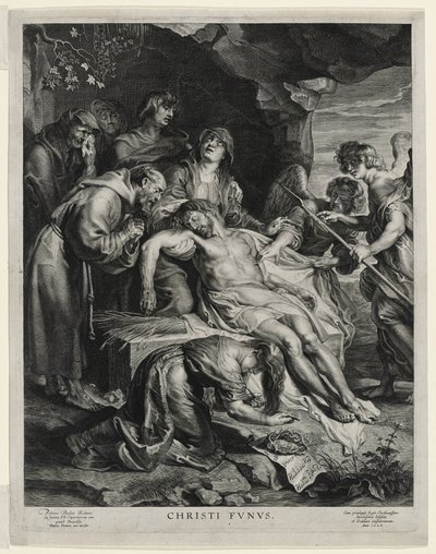 El Cristo muerto en las rodillas de la Virgen, grabado por Paulus Pontius de Peter Paul (after) Rubens