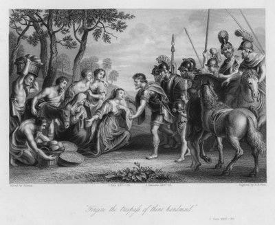El encuentro de David y Abigail, I Samuel XXV, 28 (grabado) de Peter Paul (after) Rubens