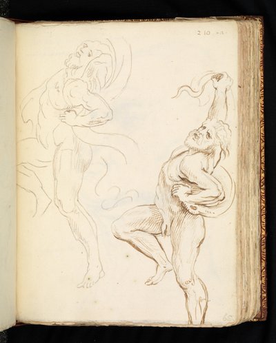 Dos estudios de Laocoonte, uno con las serpientes transformadas en drapería de Peter Paul (after) Rubens