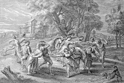Jóvenes en un baile de Peter Paul (after) Rubens