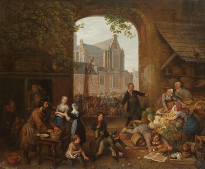 Dos borrachos en el mercado cerca de la Westerkerk en Ámsterdam de Peter Paul Joseph Noël