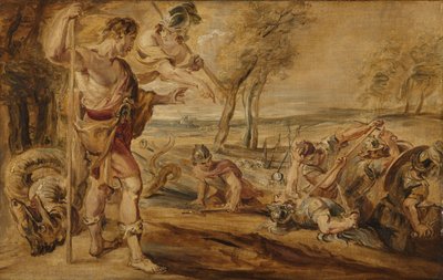 Cadmo, guiado por Minerva, observa la lucha de los espartanos de Peter Paul Rubens (after)