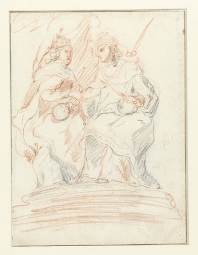 Un rey y una reina en un trono, detrás de ellos está Fama
Cristo y María de Peter Paul Rubens (possibly)