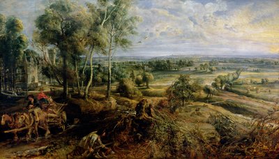 Un paisaje otoñal con vista de Het Steen en la madrugada, c.1636 de Peter Paul Rubens