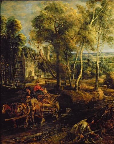 Paisaje de Otoño con vista de Het Steen en la Mañana Temprana, c.1636 (detalle) de Peter Paul Rubens