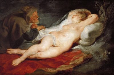 El ermitaño y la durmiente Angélica (detalle) de Peter Paul Rubens