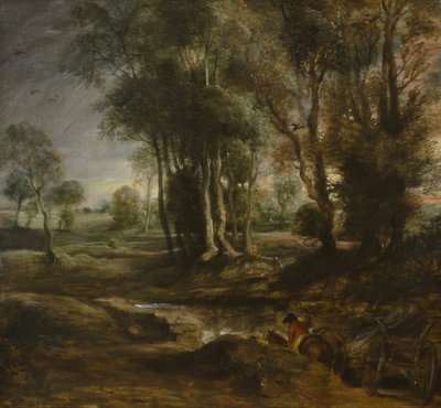 Paisaje nocturno con una carreta de labranza de Peter Paul Rubens