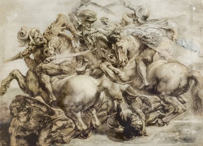 Batalla de Anghiari, según Leonardo da Vinci (pluma y tinta con aguada sobre papel) de Peter Paul Rubens