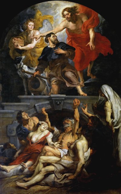 Cristo nombrando a San Roque como santo patrón de las víctimas de la peste, 1623-1626 de Peter Paul Rubens