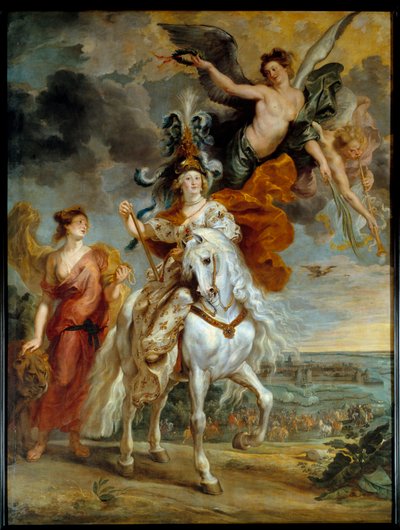 Ciclo de los Médicis: el triunfo de Juliers el 1 de septiembre de 1610 (o el viaje de María de Médicis al Puente Ce en Anjou) La Reina está representada a caballo de Peter Paul Rubens