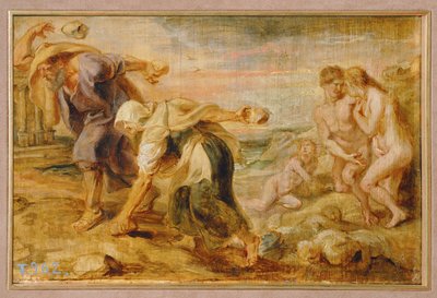Deucalión y Pirra, creadores de la humanidad tras el primer diluvio (pintura sobre madera) de Peter Paul Rubens