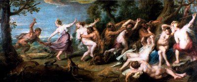 Diana y sus ninfas sorprendidas por los faunos, 1638-1640 de Peter Paul Rubens