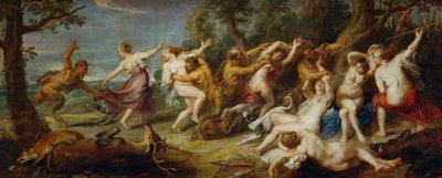 Diana y sus ninfas descubiertas por sátiros, c.1635 (pintura sobre lienzo) de Peter Paul Rubens