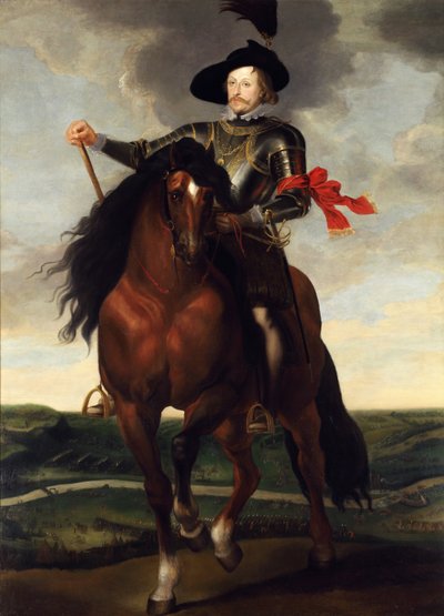 Retrato ecuestre del Príncipe Heredero Wladyslaw Vasa con la Batalla de Khotyn en el fondo de Peter Paul, Rubens