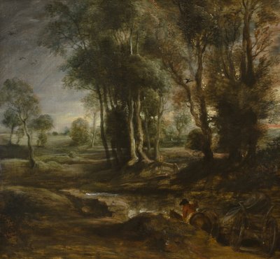 Paisaje vespertino con carro de madera, 1630-1640 de Peter Paul Rubens