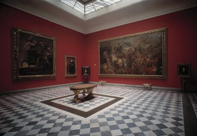 Sala del museo que presenta a Enrique IV en la Batalla de Ivry y la Entrada Triunfal de Enrique IV en París por Rubens de Peter Paul Rubens
