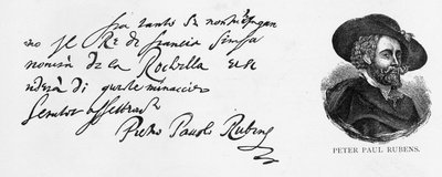 Caligrafía y firma de Rubens de una carta en italiano sobre la derrota de la armada inglesa en el Sitio de La Rochelle, escrita desde Amberes, 30 de diciembre de 1627 de Peter Paul Rubens