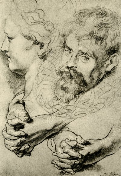 Estudios de cabeza y mano de Peter Paul Rubens