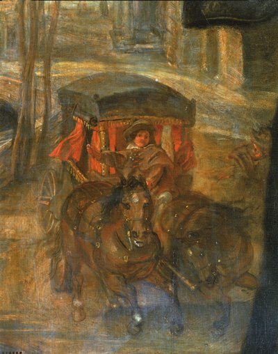 Helene Fourment con carruaje (pintura sobre madera) de Peter Paul Rubens
