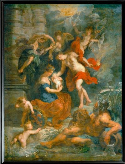 El nacimiento de la reina María de Médici, en Florencia el 26 de abril de 1573 de Peter Paul Rubens