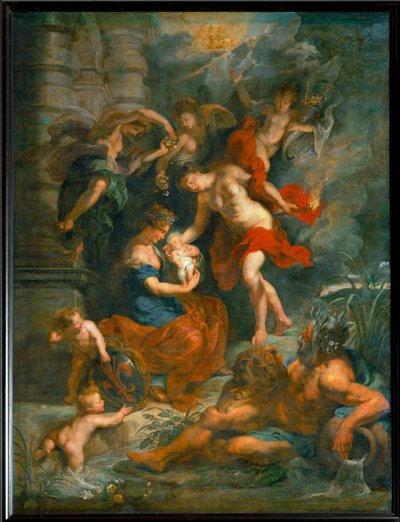 El nacimiento de la reina María de Médicis, en Florencia el 26 de abril de 1573 ... de Peter Paul Rubens