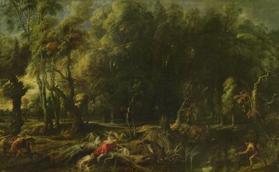 Paisaje con la caza del jabalí de Calidón de Peter Paul Rubens