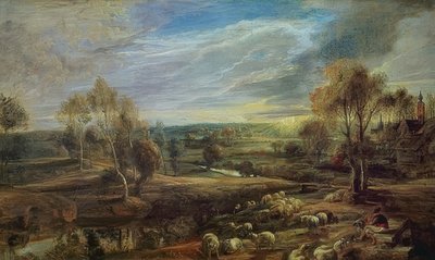 Paisaje con pastor y su rebaño. Alrededor de 1638 de Peter Paul Rubens