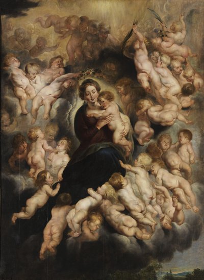 María con el Niño en una corona de ángeles de Peter Paul Rubens