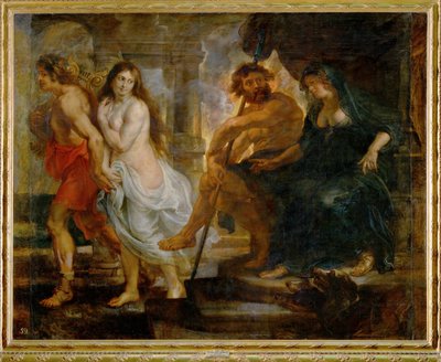 Orfeo y Eurídice con Plutón y Proserpina (pintura sobre lienzo) de Peter Paul Rubens