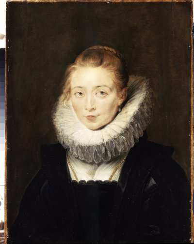 Retrato de una dama de compañía de la Infanta Isabel (1566-1633). Lleva un collar de fresa. (Retrato de dama de honor de la Infanta Isabel). Pintura de Peter Paul (Pierre-Paul) Rubens (o Peter Paul o Petrus Paulus) (1577-1640). su aceite de Peter Paul Rubens